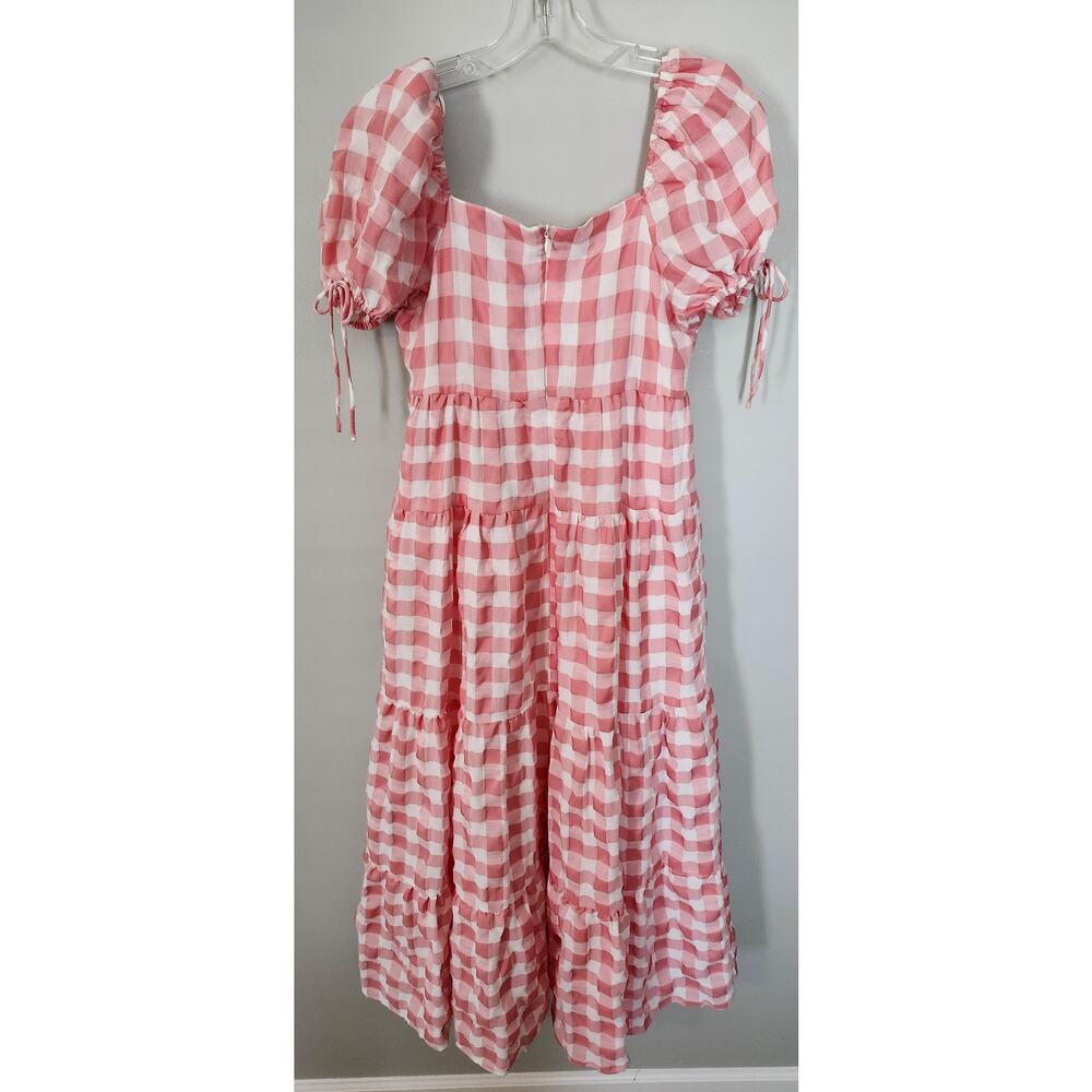 ENGLISH FACTORY Gingham Knot Tiered Midi Dress - Picture 5 of 6